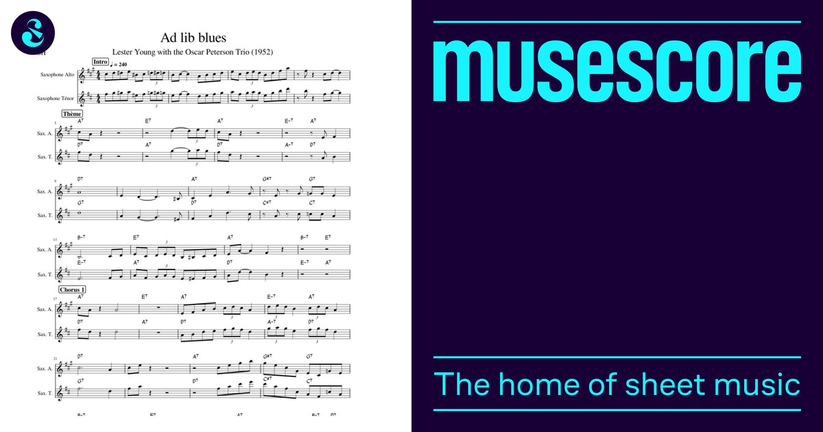 Ad Lib Blues (Lester Young) Sheet Music with Chords for Saxophone alto ...