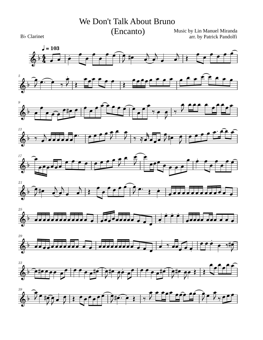We Don't Talk About Bruno Sheet music for in bflat (Solo