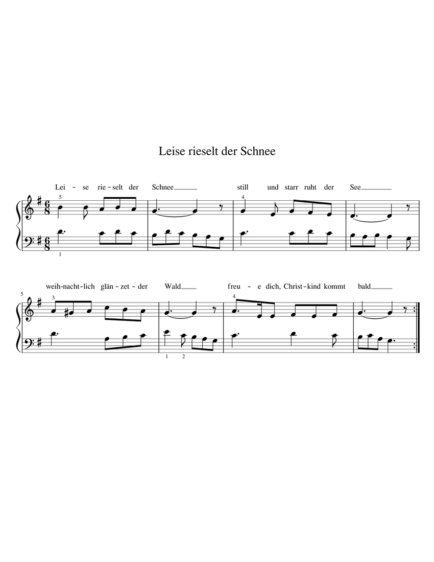 Leise rieselt der Schnee Sheet Music for Piano (Solo) easy | MuseScore.com