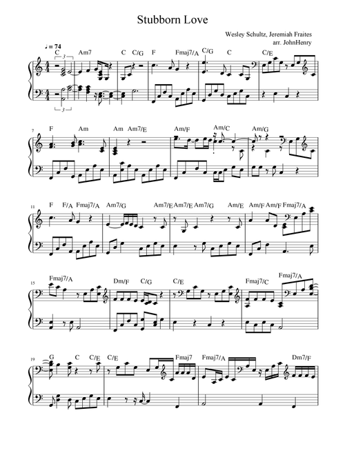 Stubborn Love (Arr. JohnHenry) - The Lumineers (Easy Piano)