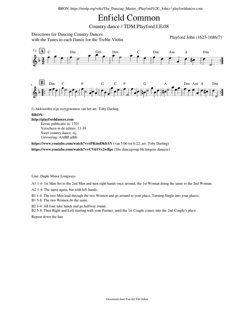 Enfield Common (TDM.Playford.I.E.08) Sheet music for Violin (Solo)