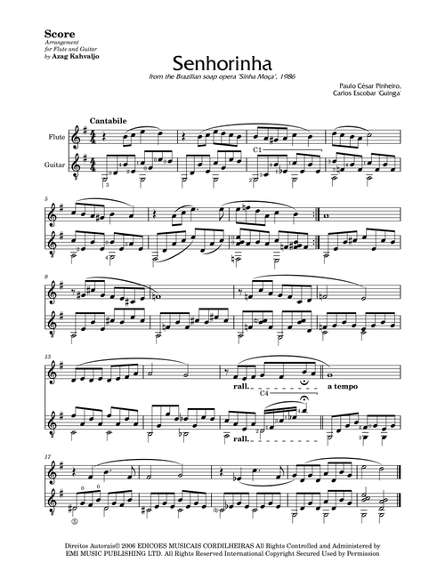 Senhorinha (Arr. Azag Kahvaljo) - Guinga (Instrumental Duet)