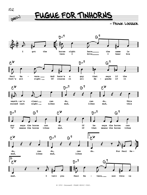 Fugue For Tinhorns (High Voice) - Frank Loesser (Real Book - Melody-Chords-Lyrics)