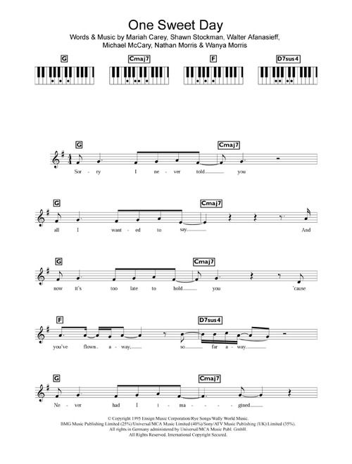 One Sweet Day - Mariah Carey (Piano Chords-Lyrics)