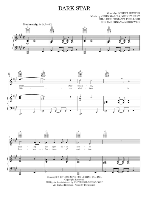 Dark star - Grateful Dead (Piano-Vocal-Guitar)