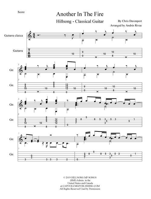 Another In The Fire (Arr. Andres Rivas) - More Than 5 (Guitar Tab)