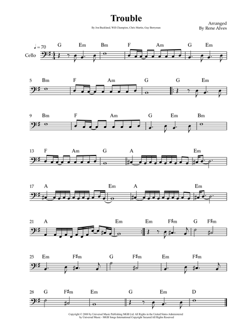Trouble (Arr. Rene Alves) - Coldplay (Cello Solo)