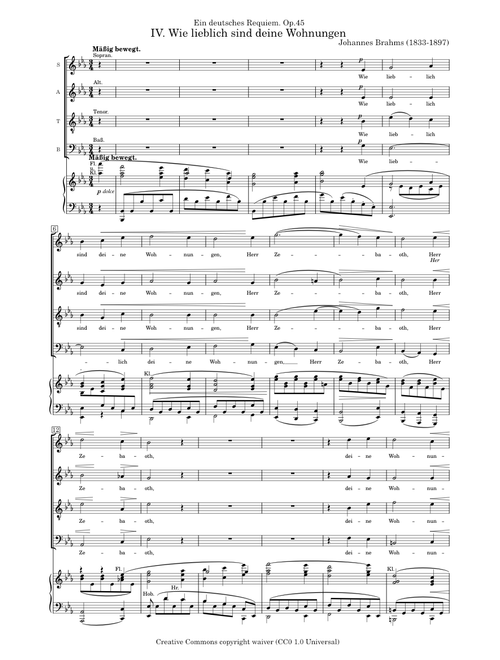 Brahms, Johannes - Wie lieblich sind deine Wohnungen - Ein deutsches Requiem, Op.45, No.IV