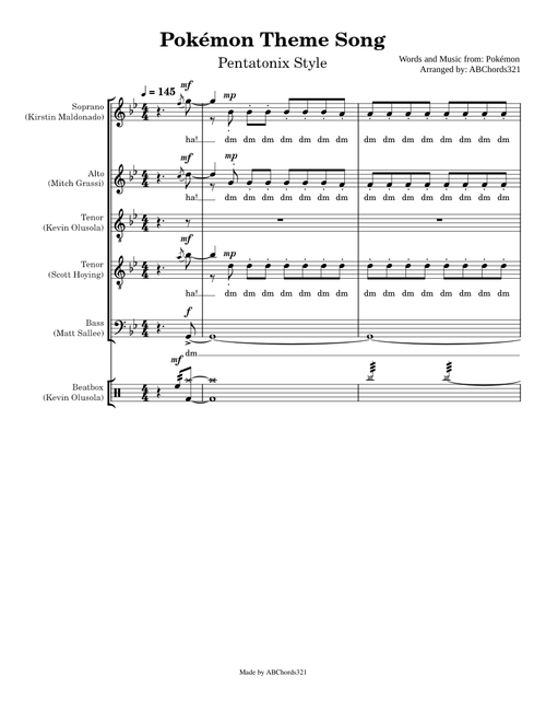 Pokémon Theme Song | Pentatonix Style Sheet Music