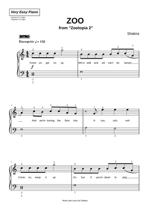 Play Official version of Zoo Sheet Music by Shakira for Piano ...