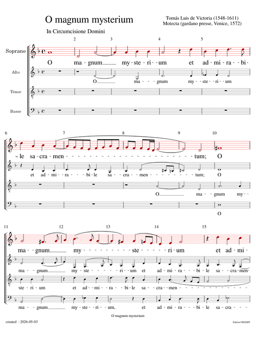 Missa O magnum mysterium (Soprano voice) – Tomás Luis de Victoria