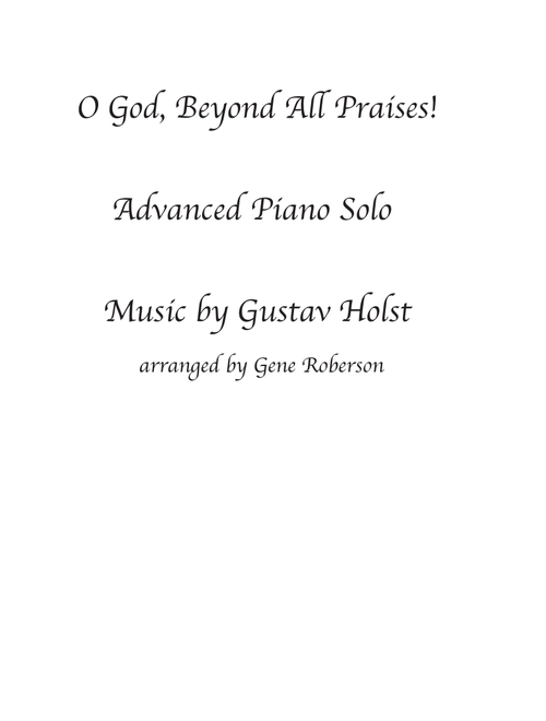 O God Beyond All Praises Advanced Piano Solo (Thaxed) (Arr. Gene Roberson) (Piano Solo)