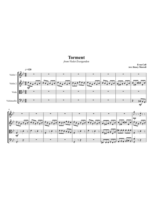 Violet Evergarden Op (Arr. Henry) - Evan Call (String Quartet)