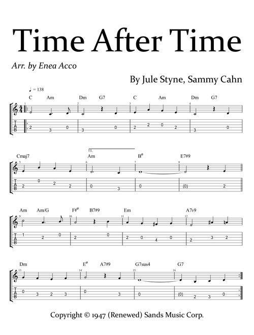 Time After Time (Arr. Enea Acco) - Sammy Cahn, Jule Styne (Lead Sheet - Fake Book)