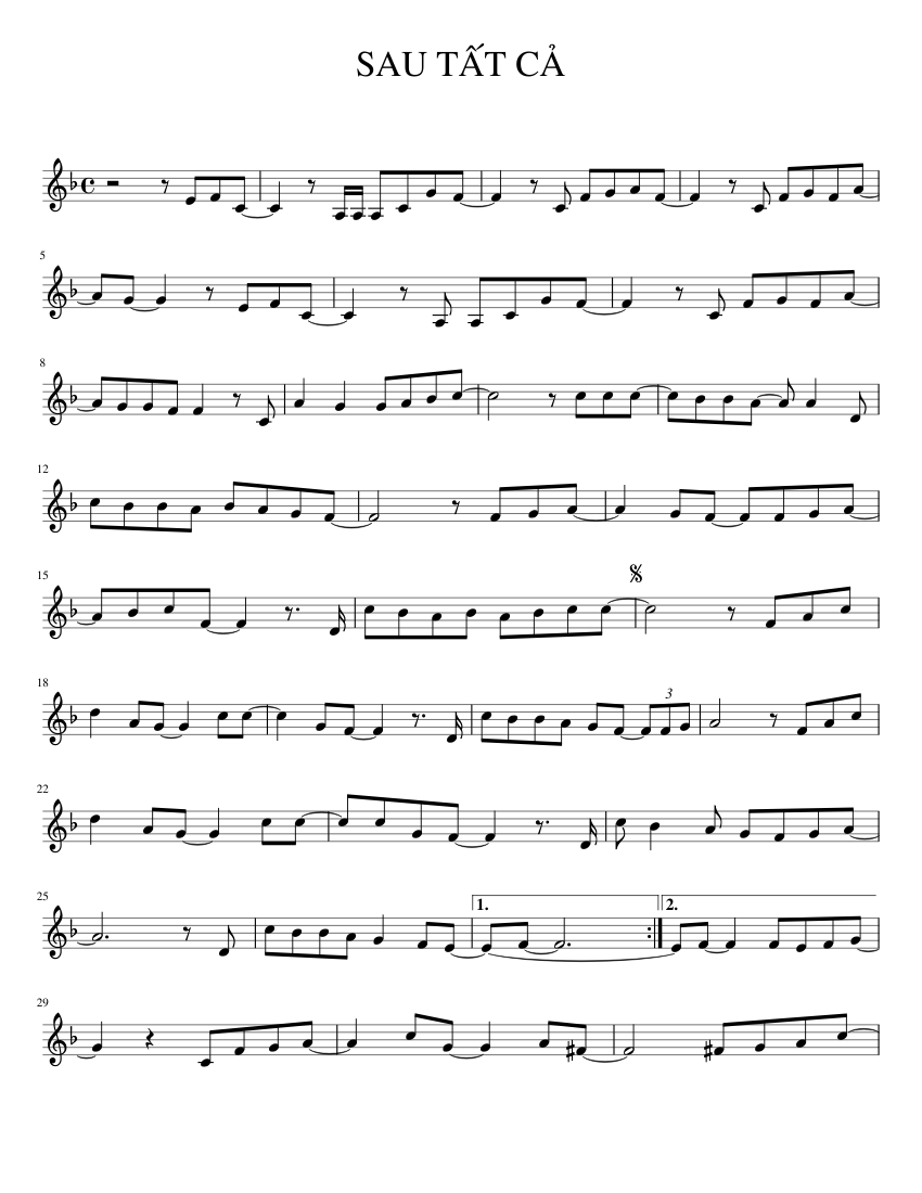 SAU TẤT CẢ Sheet music for Piano (Solo) | Musescore.com