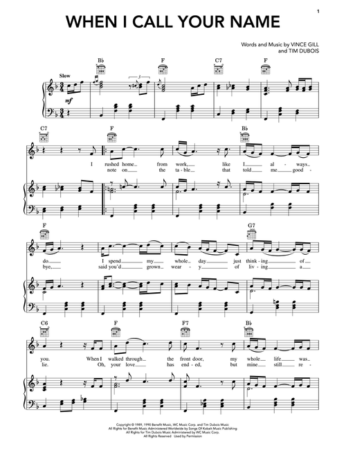 When I Call Your Name - Vince Gill (Piano-Vocal-Guitar)