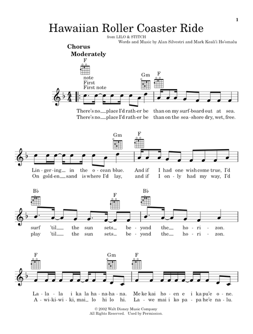 Hawaiian Roller Coaster Ride (from Lilo & Stitch) - Alan Silvestri (Ukulele)