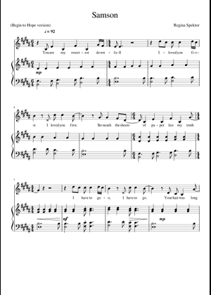 Play Official version of Samson Sheet Music by Regina Spektor for Piano ...