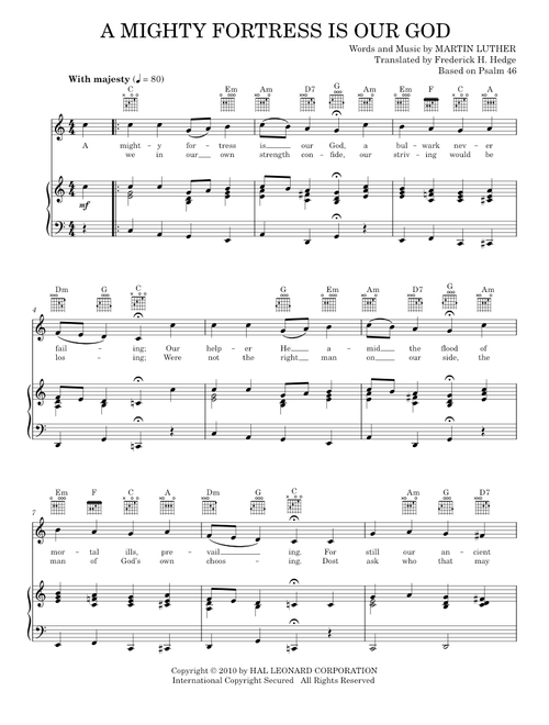 A mighty fortress is our god - Martin Luther (Piano-Vocal-Guitar)