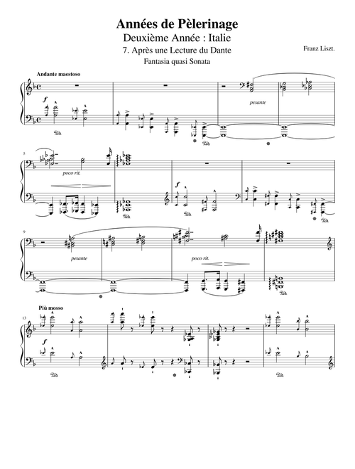 Liszt - Après une lecture du Dante: Fantasia quasi Sonata