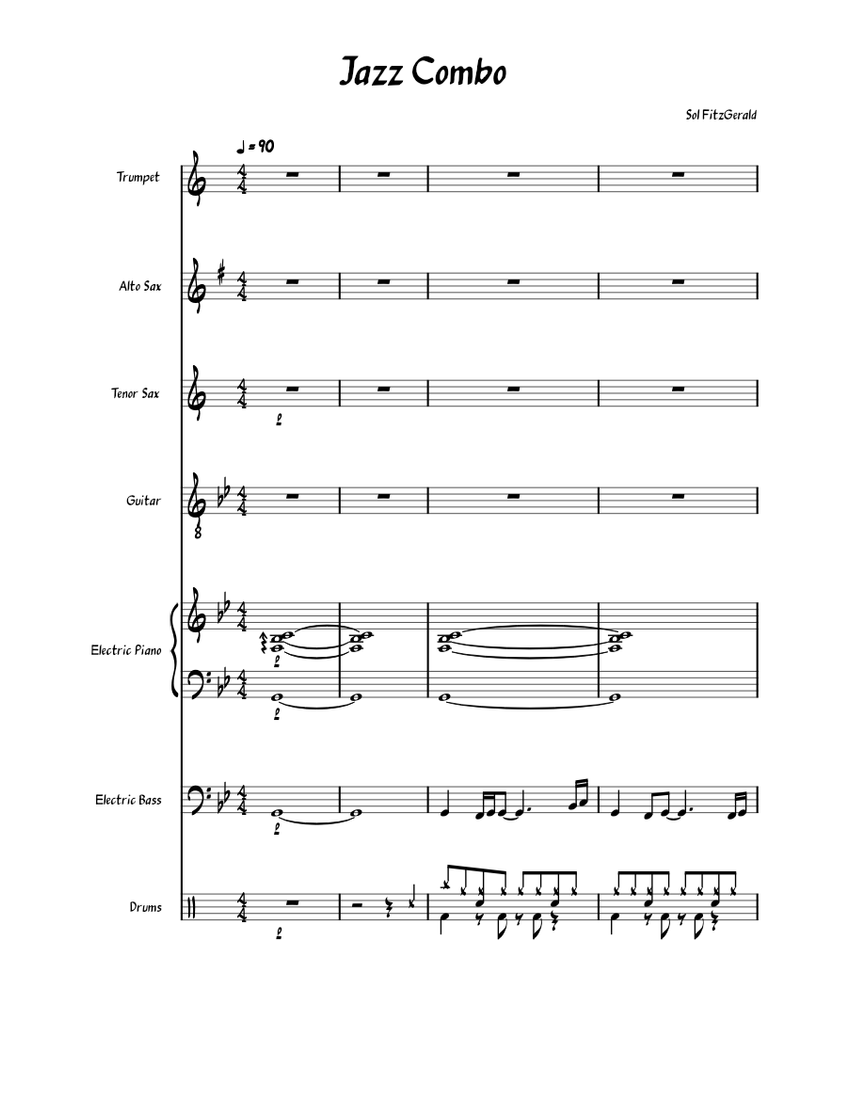 Jazz Combo Sheet music for Piano, Saxophone alto, Saxophone tenor