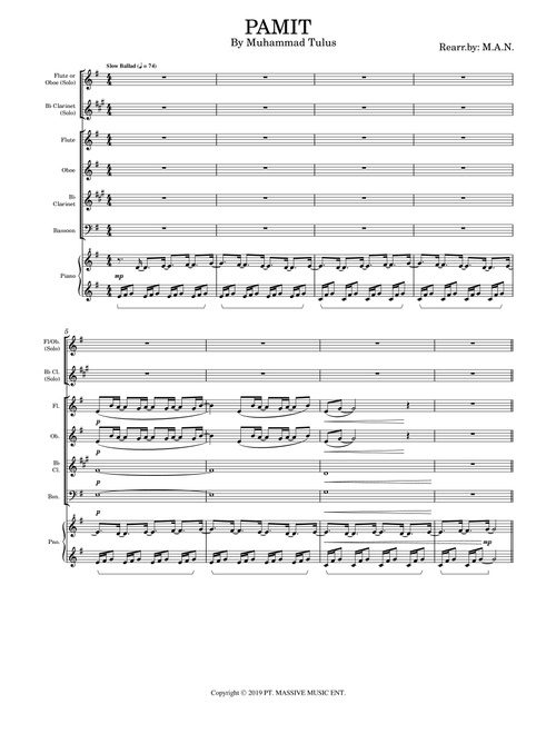 Pamit (Arr. Azrai Norzuki) - Tulus (Woodwind Ensemble)