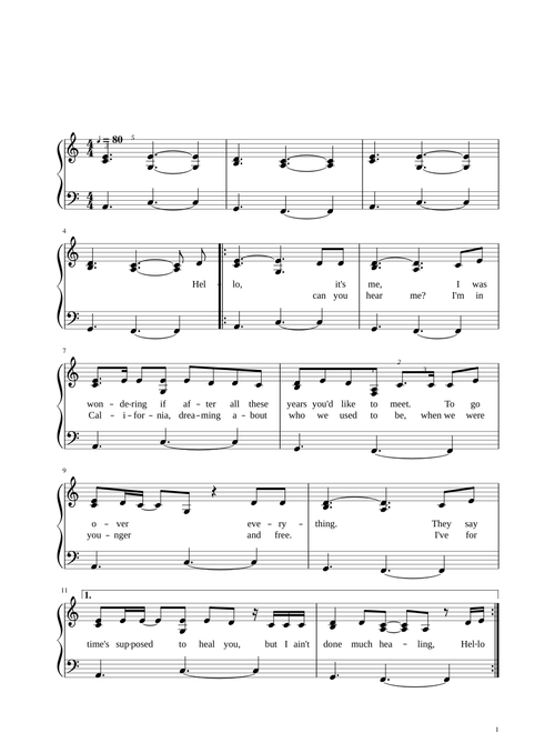 Adele - Hello - Easy Piano (with words)