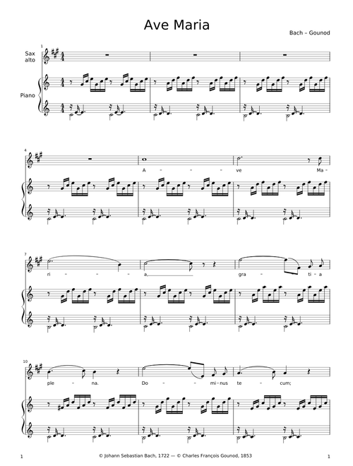 Bach-Gounod – Ave Maria – Sax alto, Keyboard