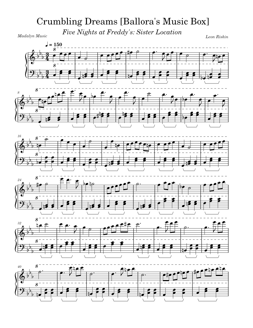 Crumbling Dreams [Ballora's Music Box] Piano Sheet music for Piano
