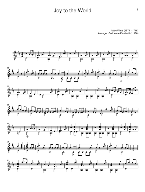 Joy to the World Classical Guitar. (Arr. Guilherme Facchetti) - Isaac Watts (Solo Guitar)