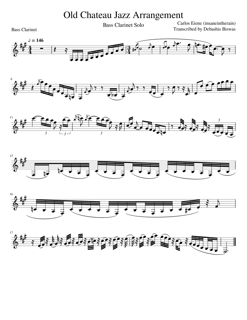 Old Chateau Pokemon D P Pt Go Ichinose Sheet music for Clarinet bass Solo Musescore