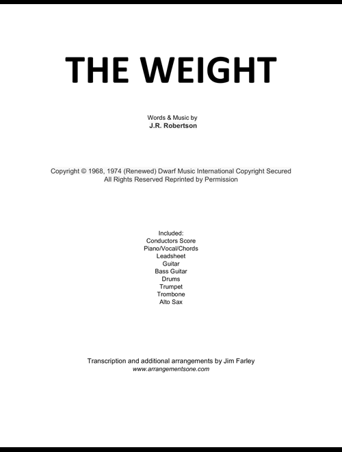 The Weight (Arr. Jim Farley) - The Band (Small Ensemble)