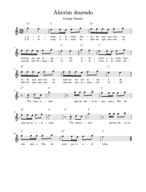Alecrim Dourado (Arr. Marina Lopes) - Folclore (Lead Sheet - Fake Book)