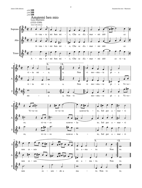Amatemi ben mio - Luca Marenzio