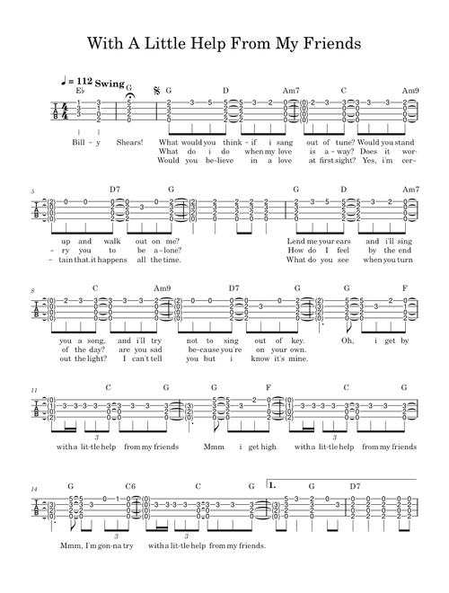 With A Little Help From My Friends - Ukulele Chord Melody