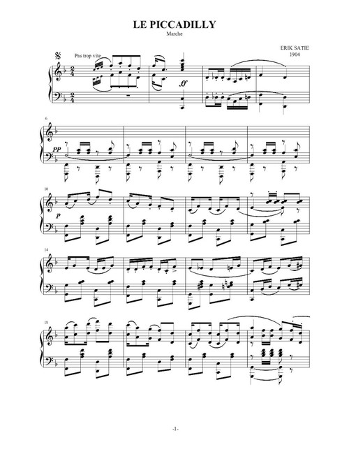 LE PICCADILLY - Erik Satie (Piano Solo)