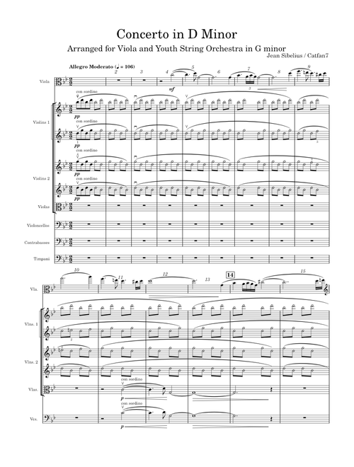 (OUTDATED) Concerto for Violin D Minor – Jean Sibelius - For Viola and Youth String Orchestra