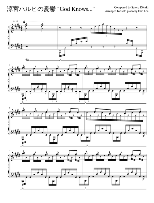The Melancholy of Haruhi Suzumiya - God knows... - Advanced Piano Solo