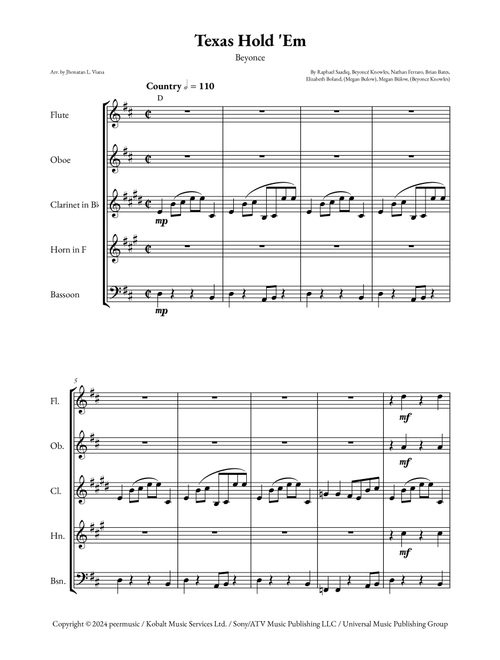 Texas Hold 'em (Arr. Jhonatan Lucio Viana) - Beyoncé (Woodwind Ensemble)