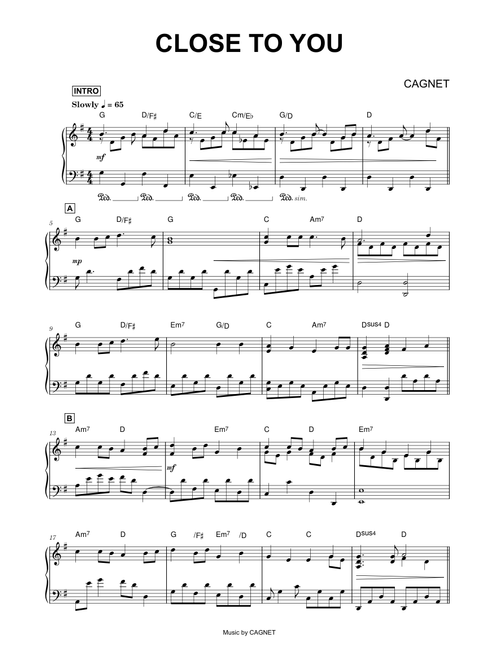 Close to You 〜 セナのピアノII [フジテレビ系ドラマ「ロング・バケーション」使用曲] - CAGNET (Piano)