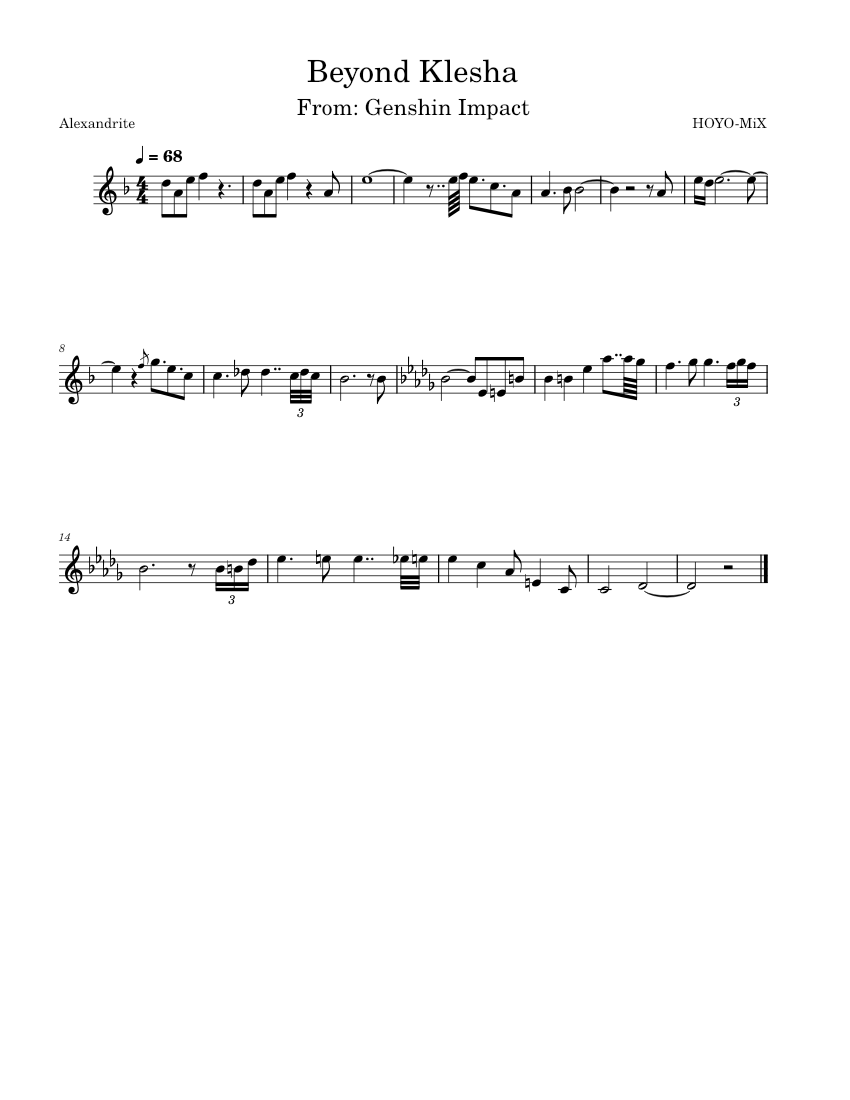 Beyond Klesha HOYOMiX (Genshin Impact) Sheet music for Flute (Solo