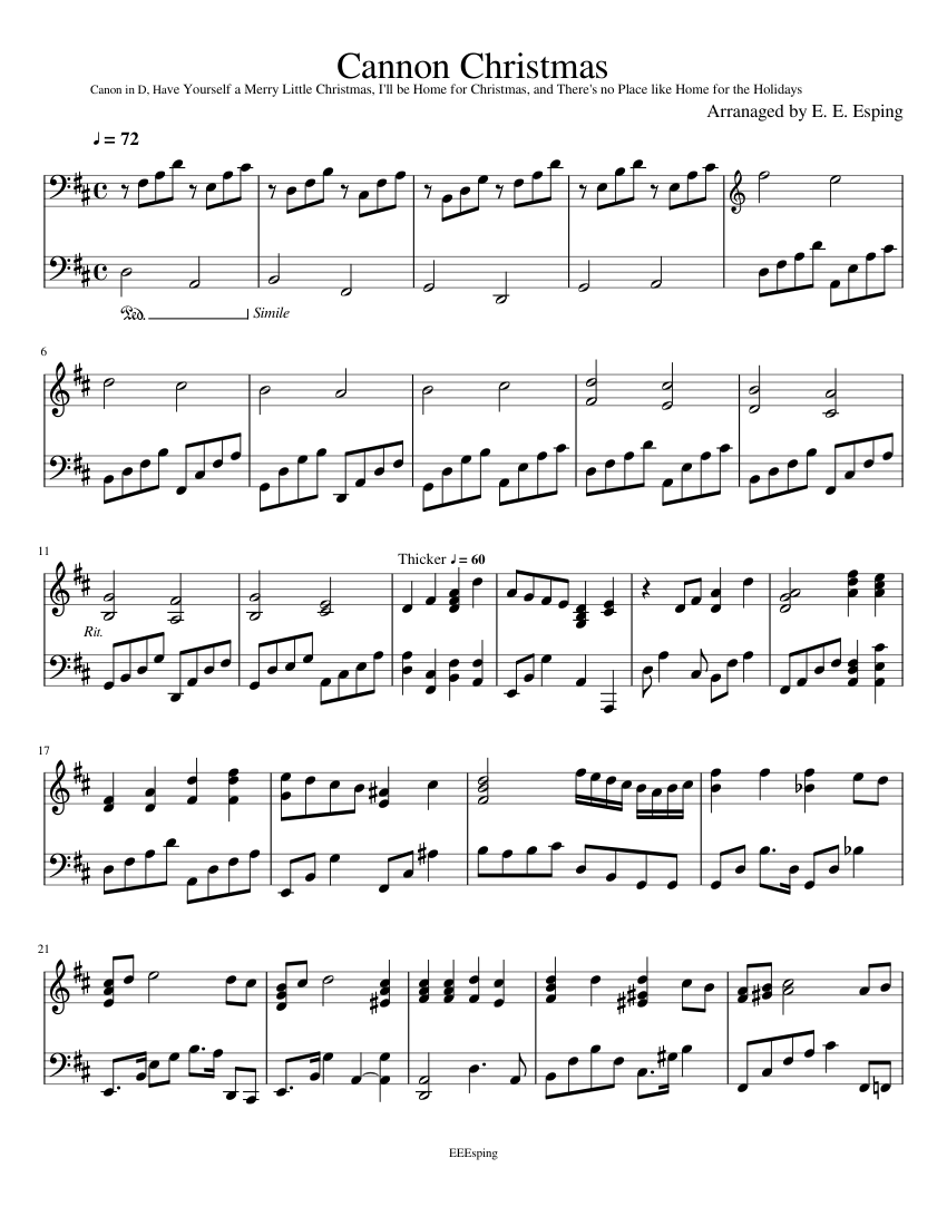 Cannon Christmas Sheet music for Piano (Solo)  Musescore.com