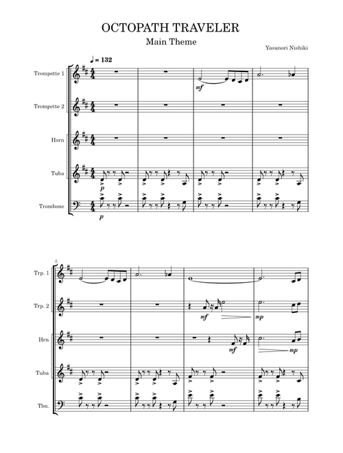 Octopath Traveler Main Theme – Yasunori Nishiki Trumpet Barritone