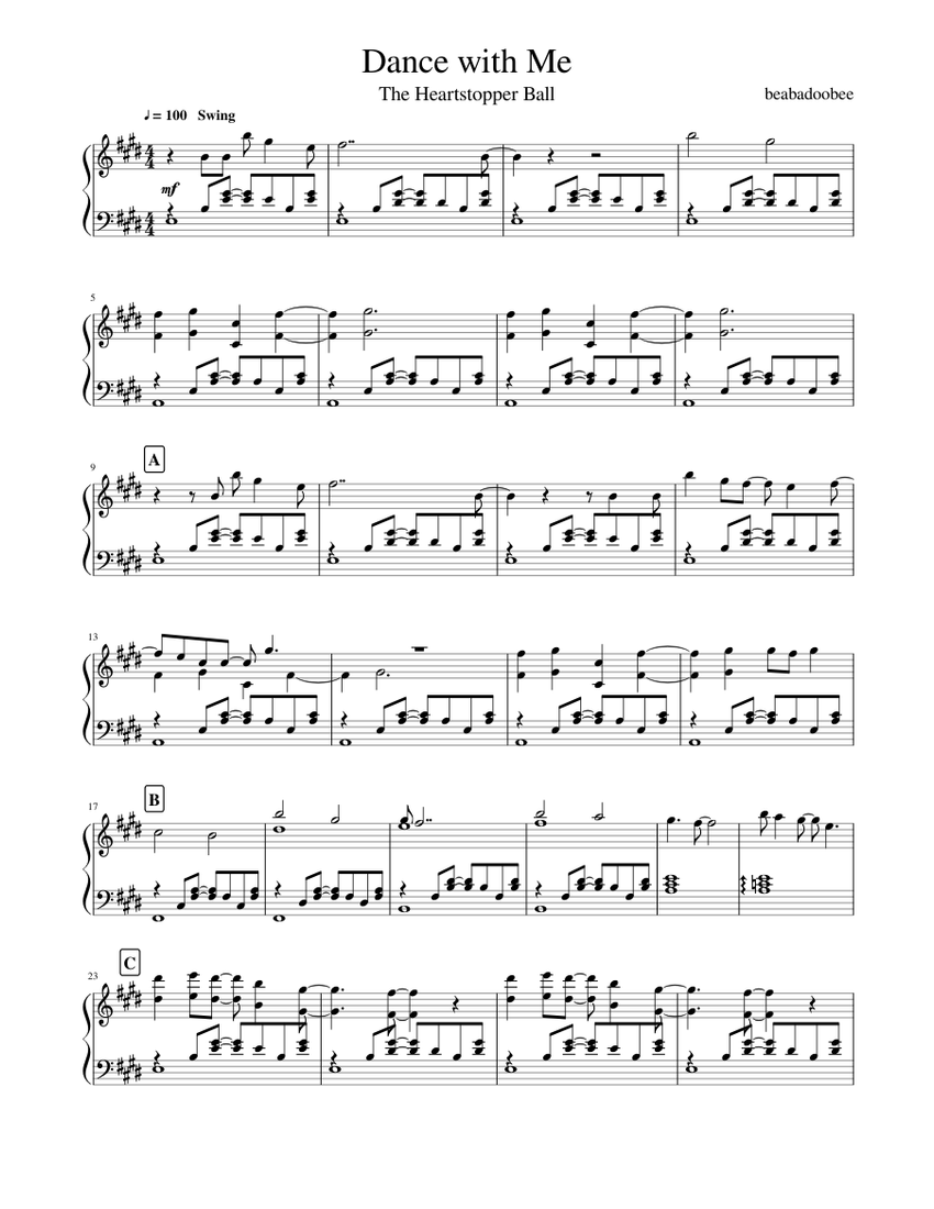 Dance with Me beabadoobee (from Heartstopper) Sheet music for Piano