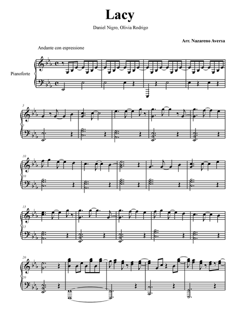 Lacy (Arr. Nazareno Aversa) - Olivia Rodrigo (Piano Solo)