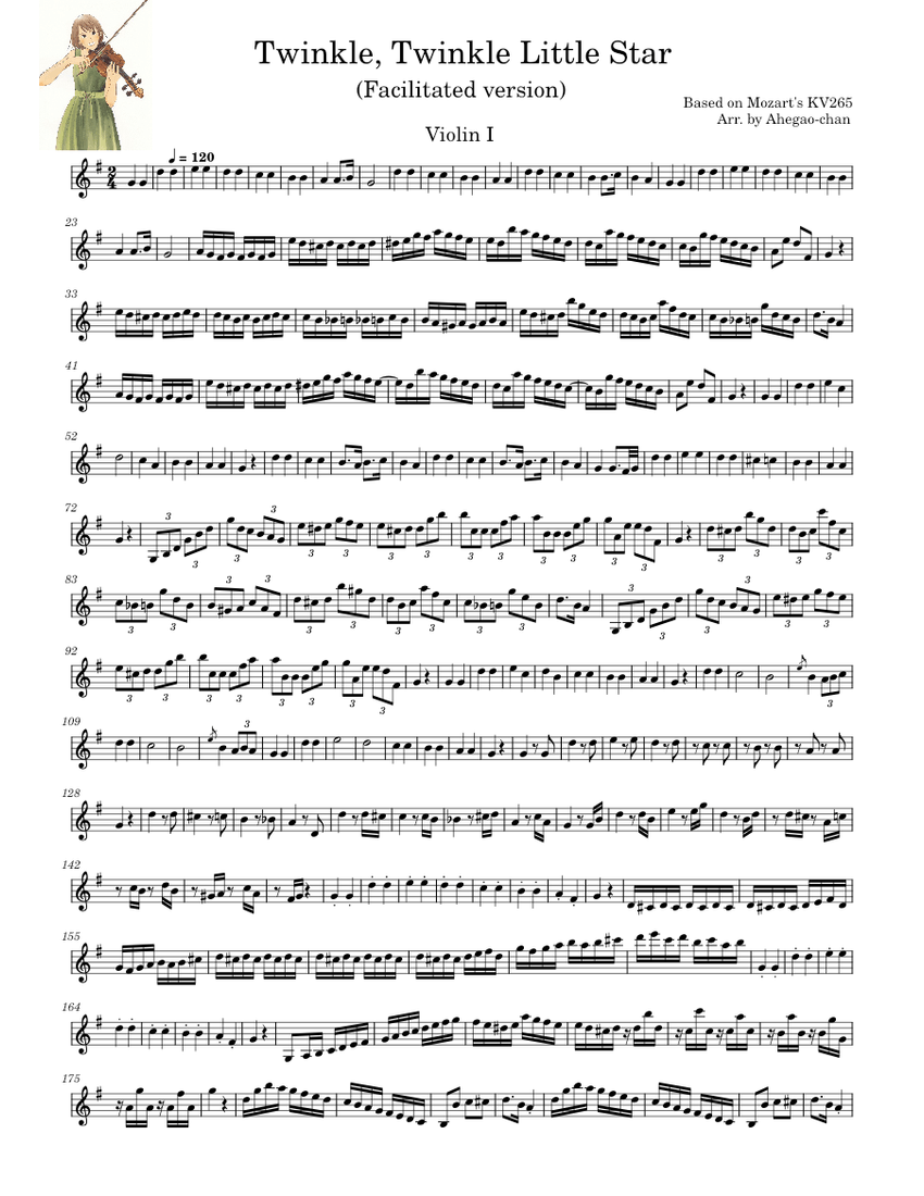 Twinkle Twinkle Little Star Sheet music for Violin Solo Musescore