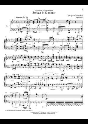 Sonate No. 32, 1st Movement Sheet Music for Piano (Solo
