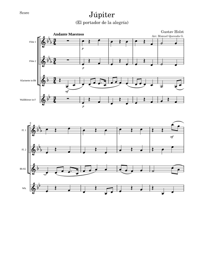 Jupiter, The Bringer Of Jollity Gustav Holst Júpiter (G. Holst) Sheet