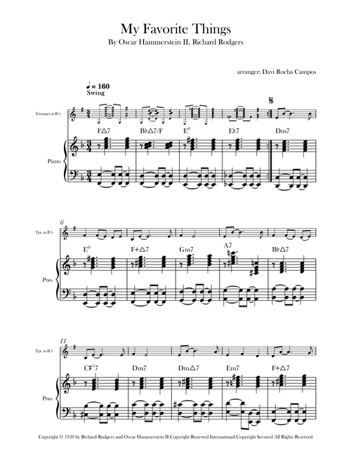 My Favorite Things (Arr. Davi Rocha Campos) - John Coltrane (Trumpet and Piano)