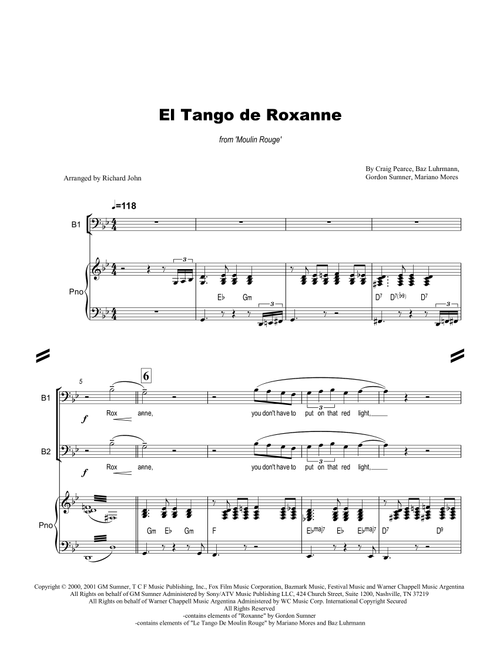 El Tango De Roxanne (Arr. Richard John) - Craig Pearce, Baz Luhrmann, Gordon Sumner (Choral, TTBB)